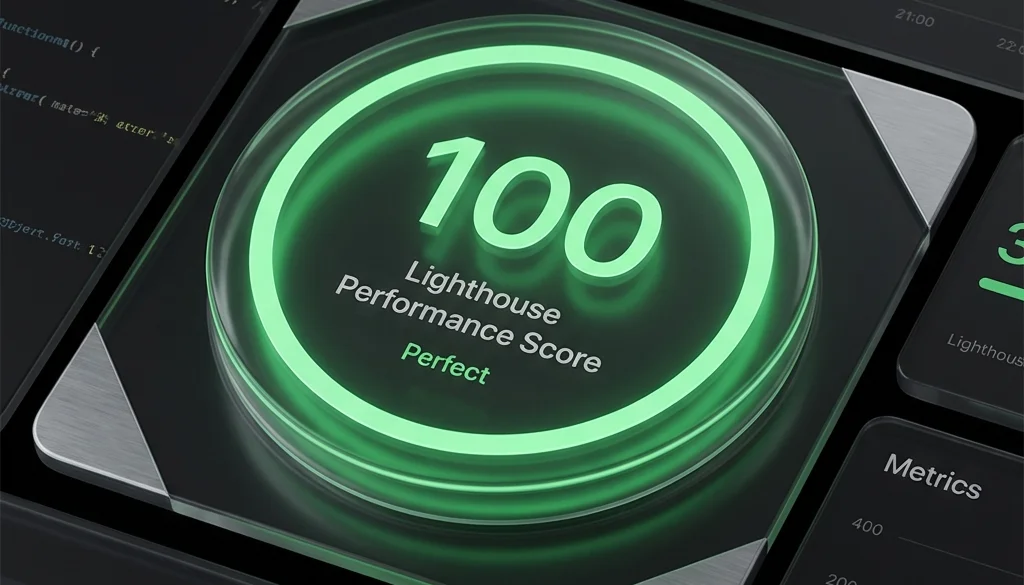 Lighthouse 100/100 performance score dashboard